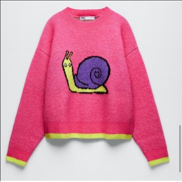 NWT Zara Snail Jacquard Knit Sweater - Picture 4 of 4